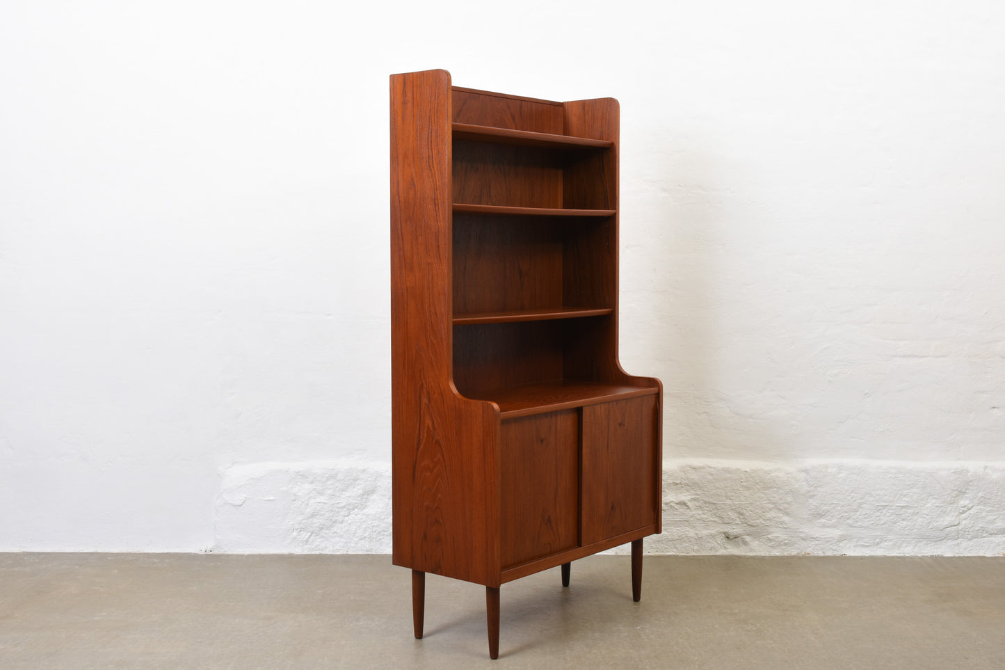 1960s teak bookshelf with cupboard