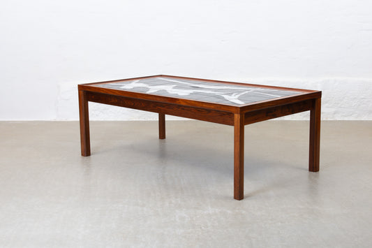 1960s rosewood + tile coffee table