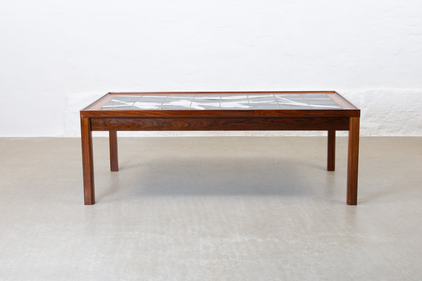 1960s rosewood + tile coffee table