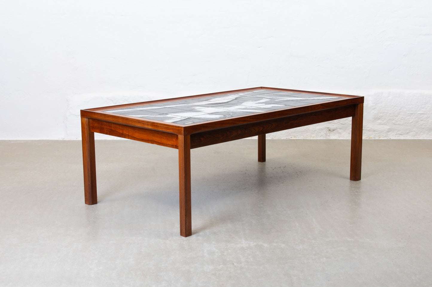1960s rosewood + tile coffee table