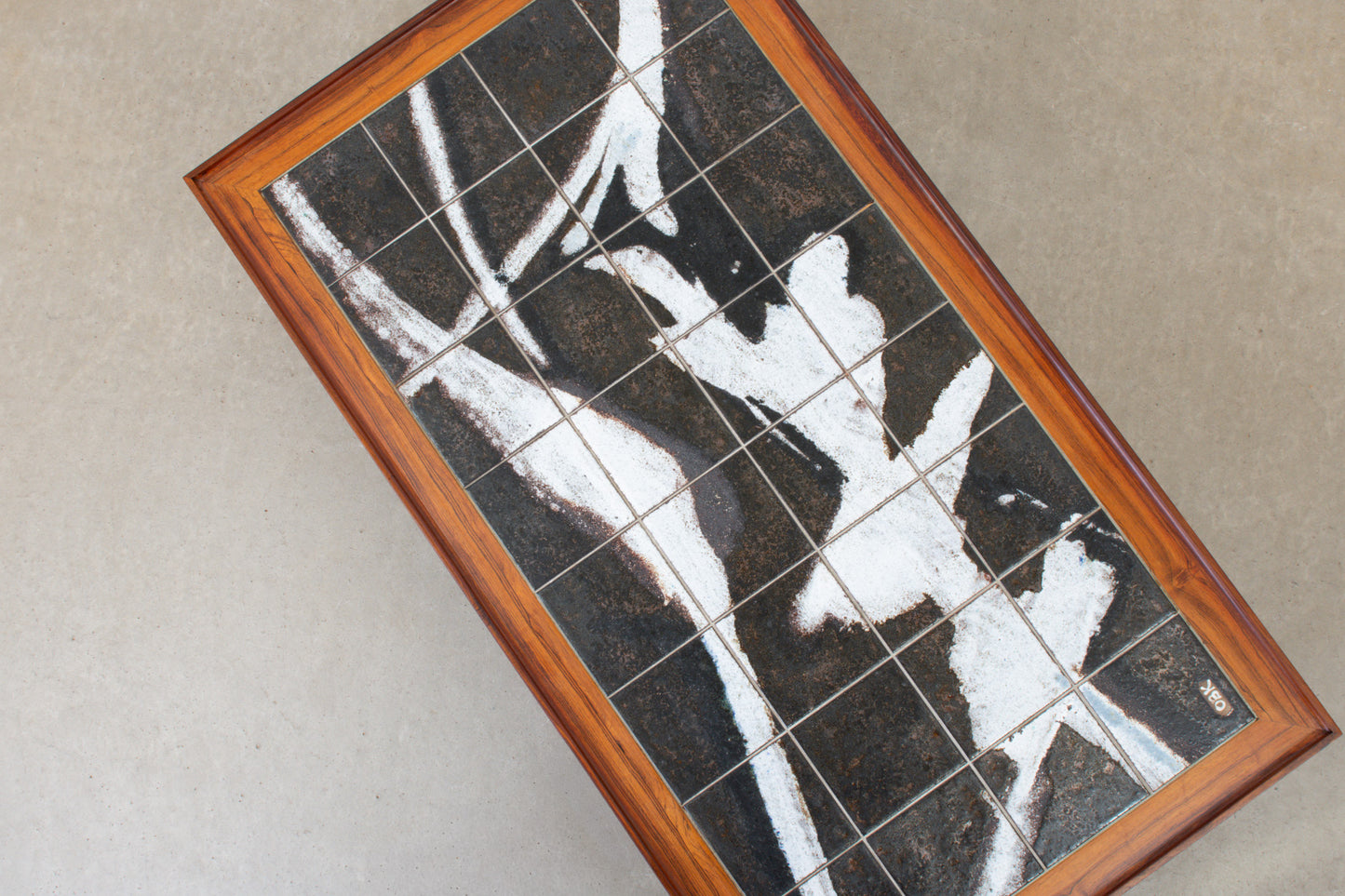 1960s rosewood + tile coffee table