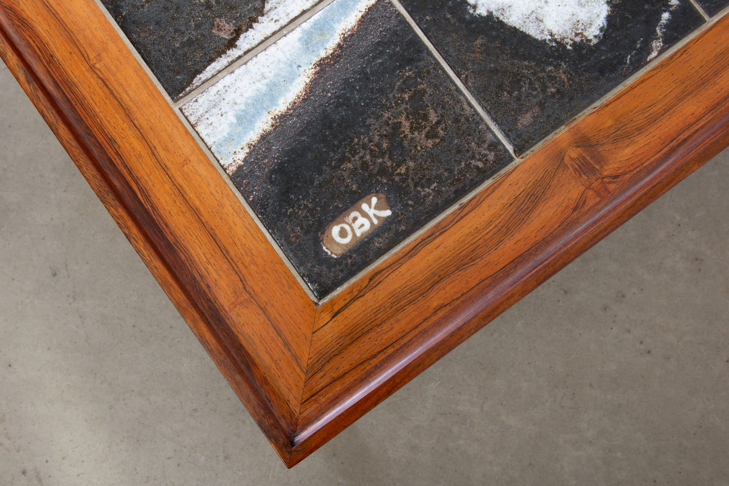 1960s rosewood + tile coffee table