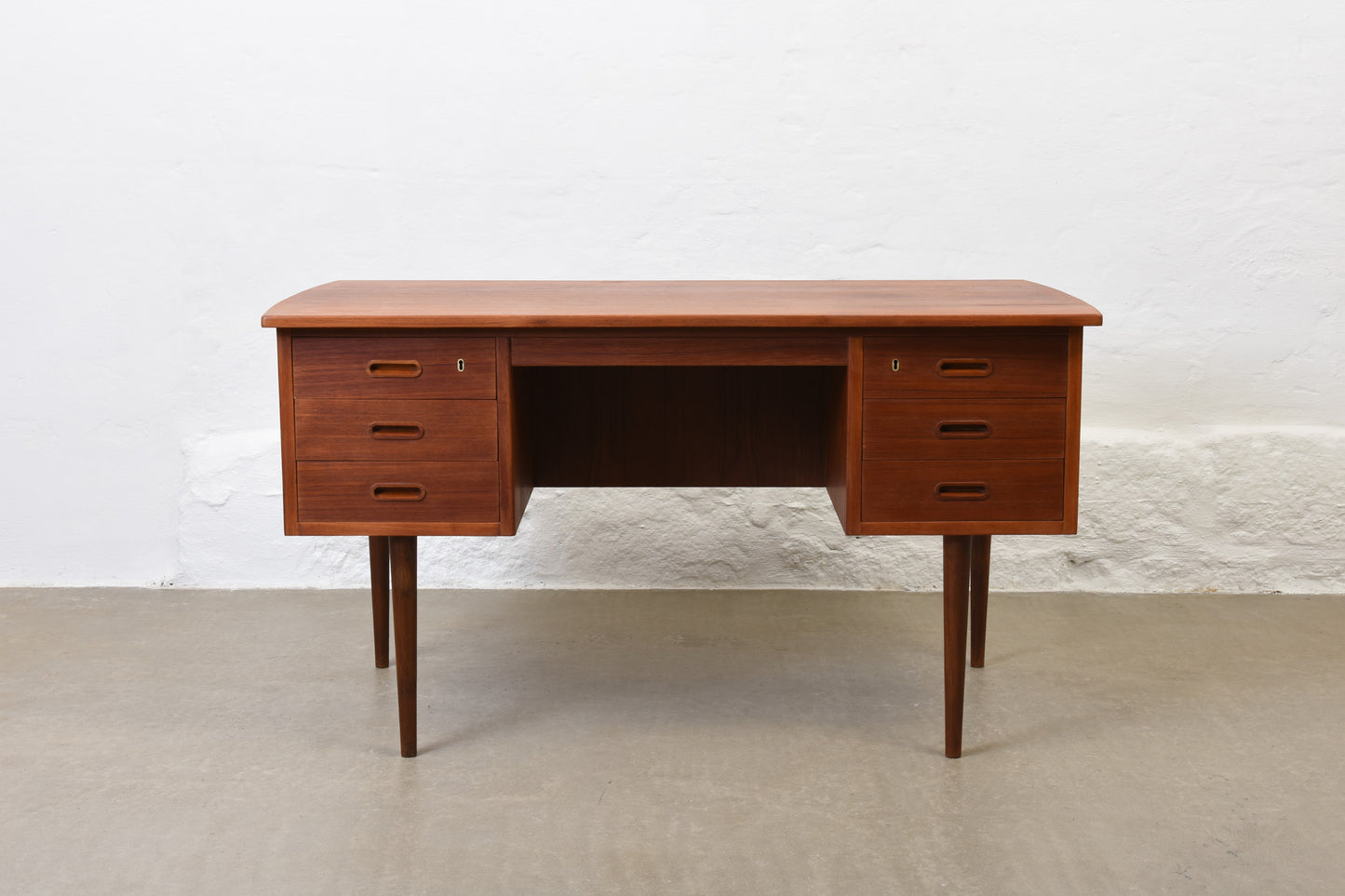 1960s twin pedestal teak desk