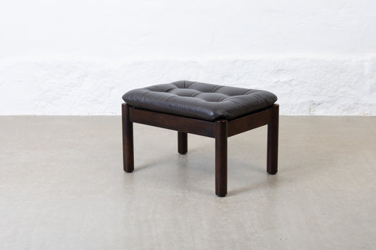 1960s foot stool in beech + leather