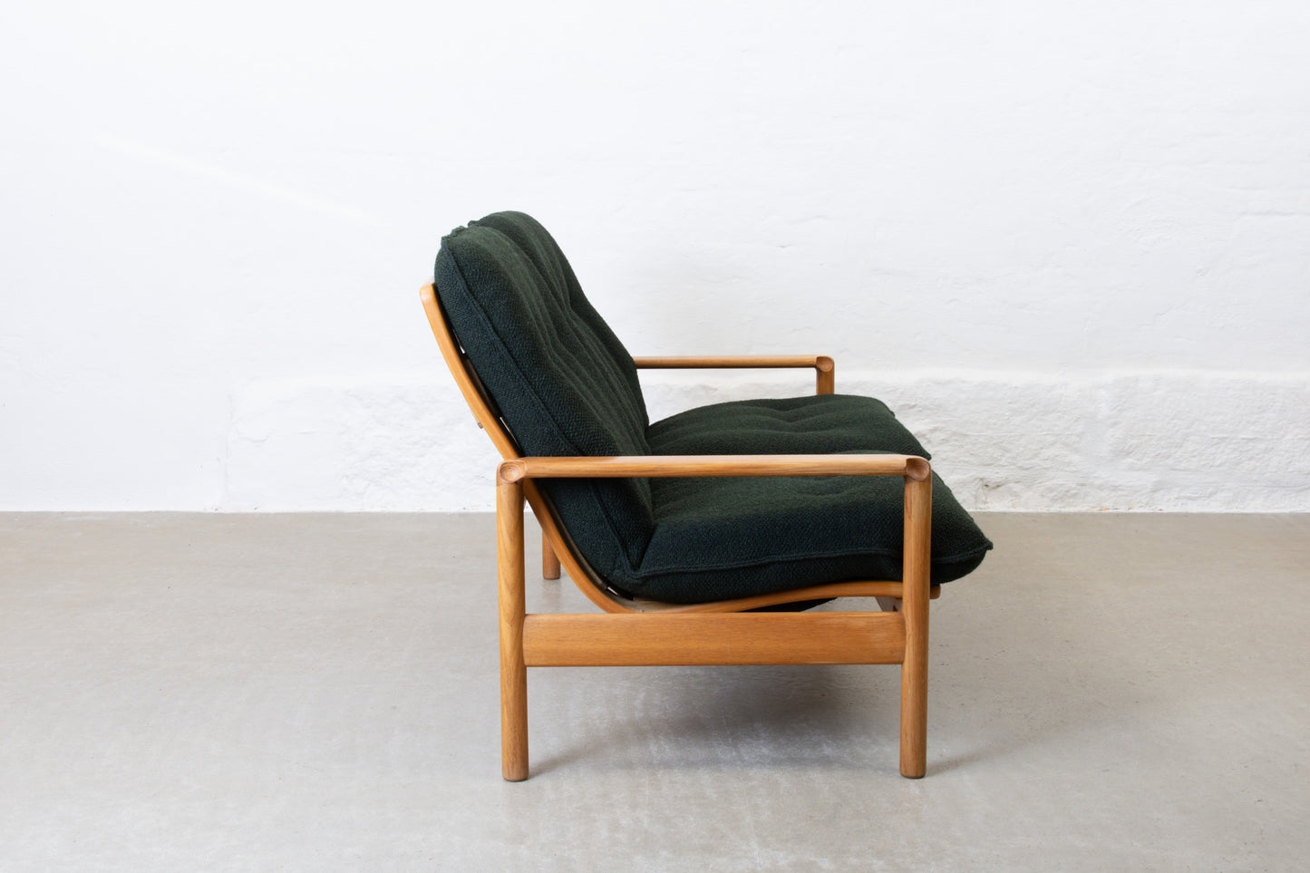 Newly reupholstered: 1960s oak two seater by Madsen & Schubell