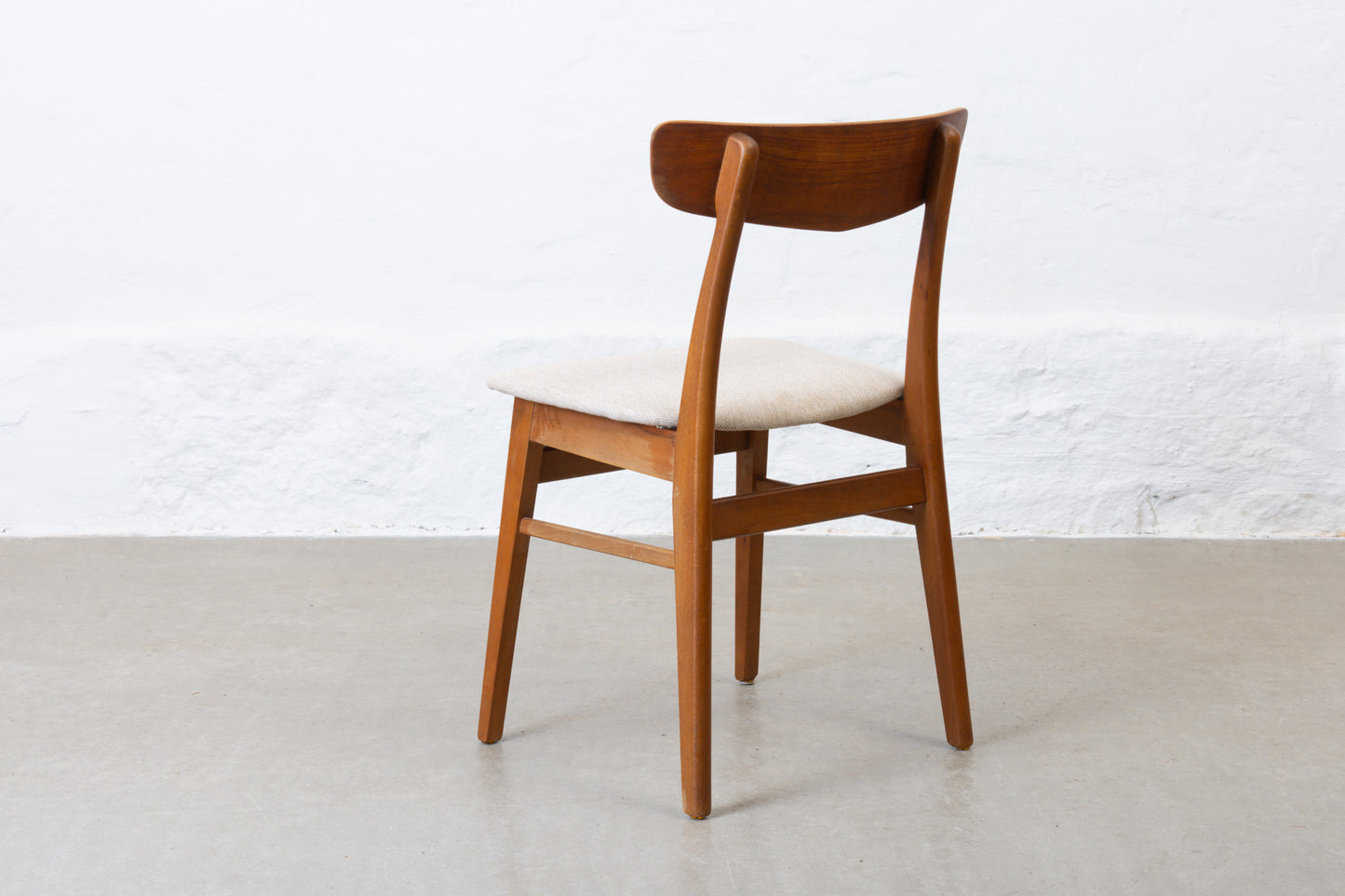 Newly reupholstered: Pair of teak + beech chairs by Findahls