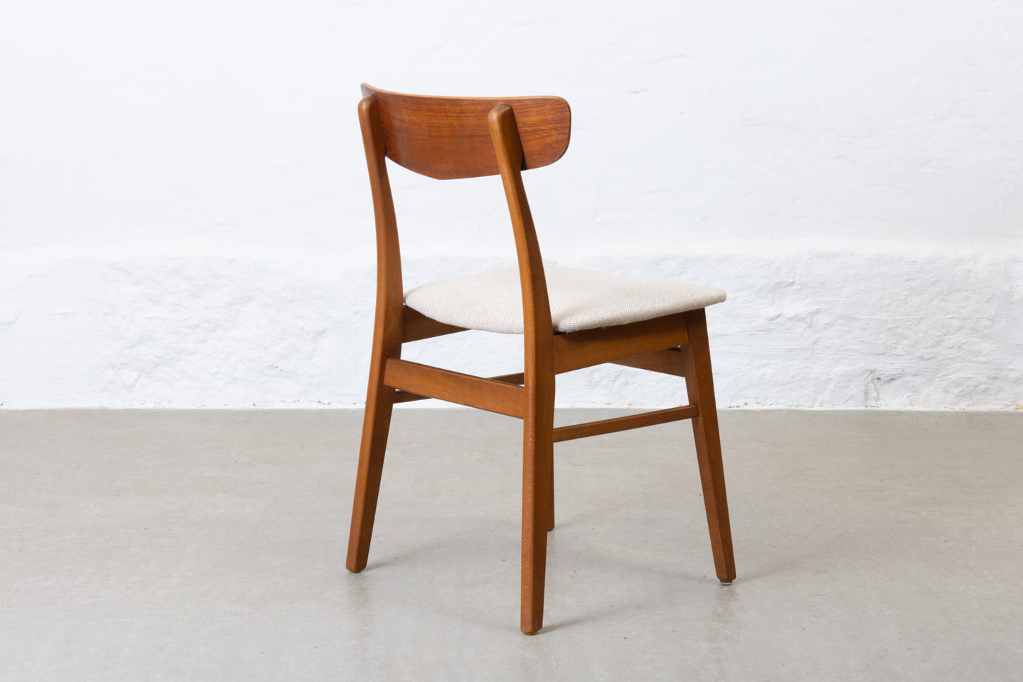 Newly reupholstered: Pair of teak + beech chairs by Findahls