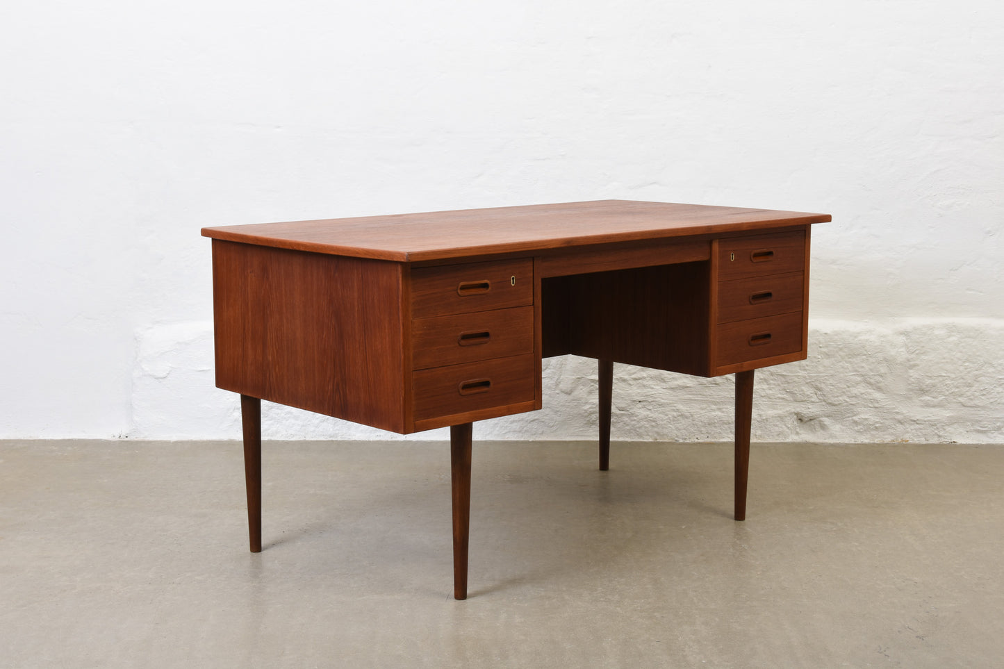 1960s twin pedestal teak desk