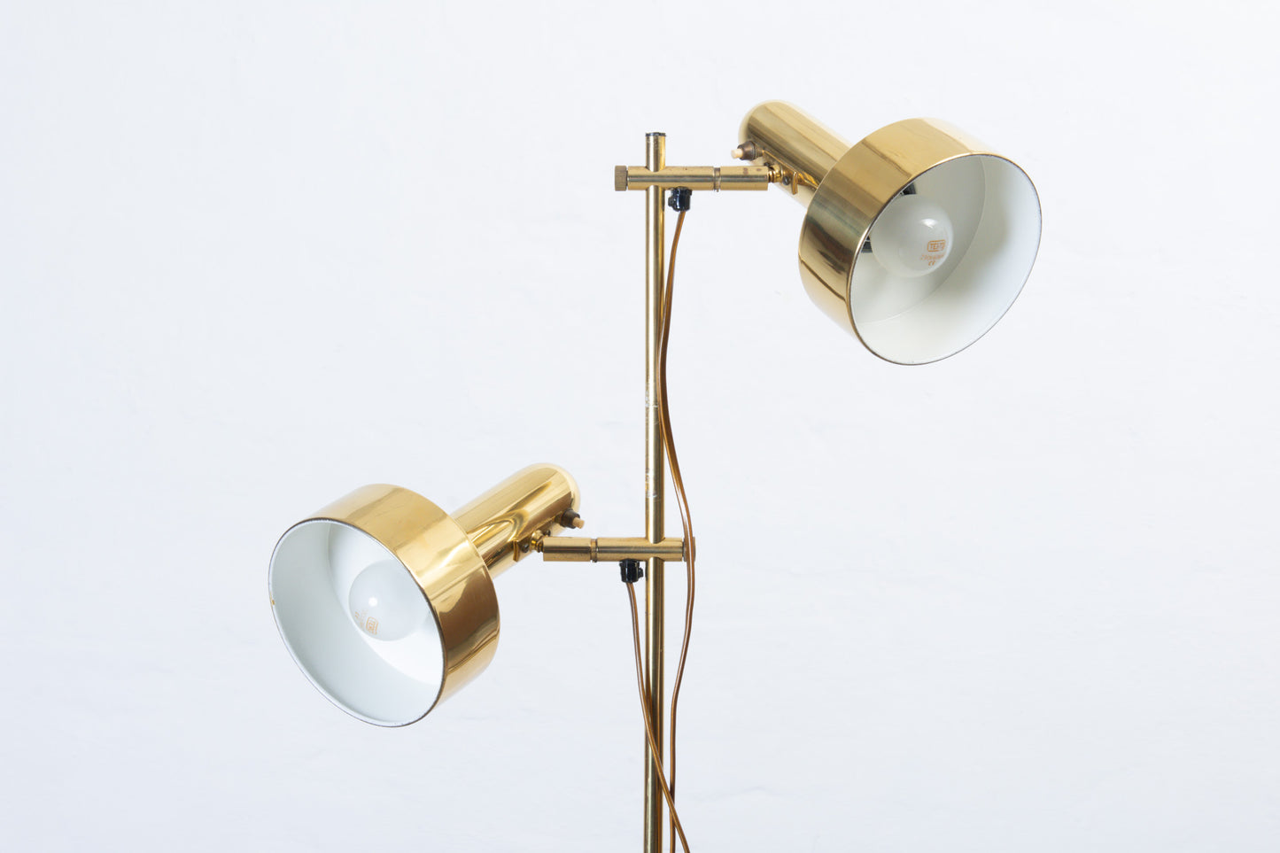 1960s twin-headed brass floor lamp