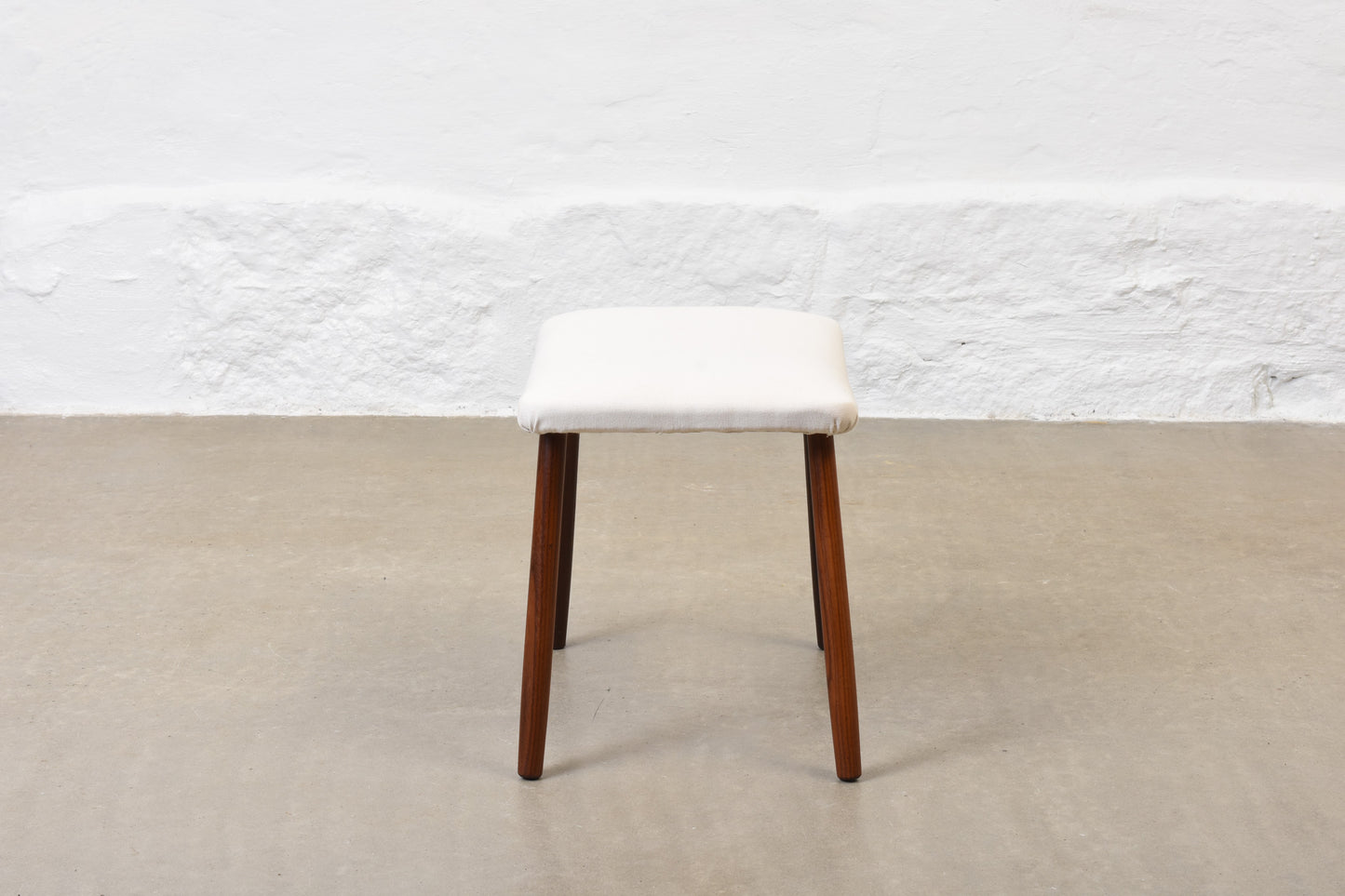 Newly reupholstered: 1960s footstool in canvas