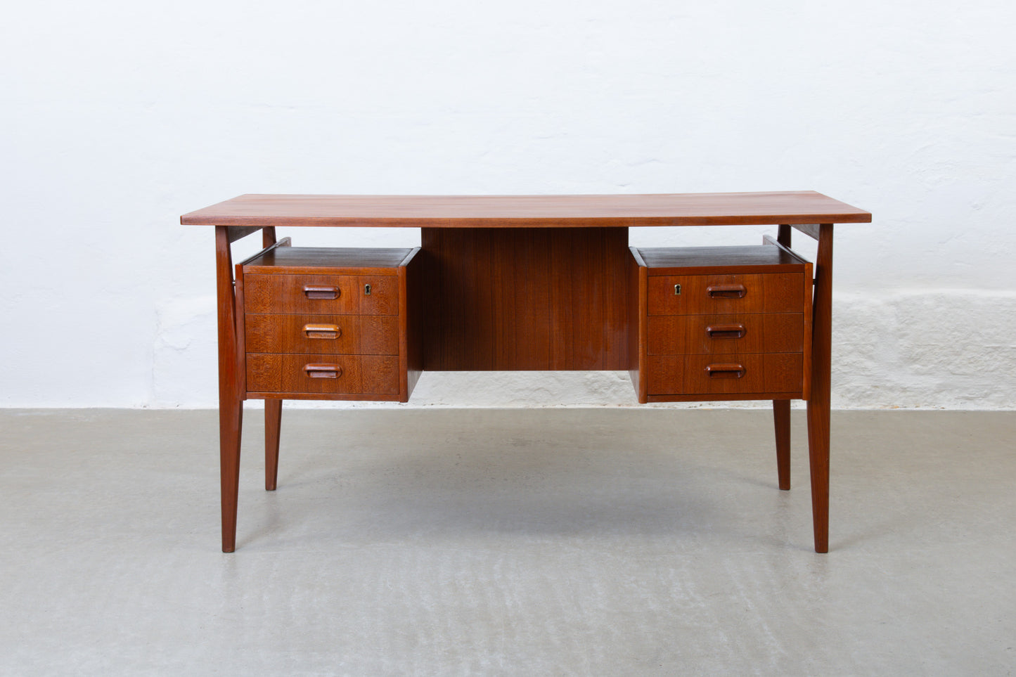 1960s twin pedestal desk in teak