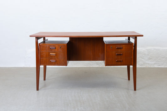 1960s twin pedestal desk in teak
