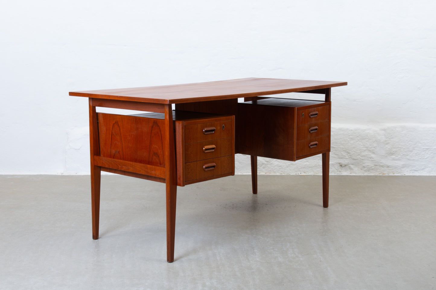 1960s twin pedestal desk in teak