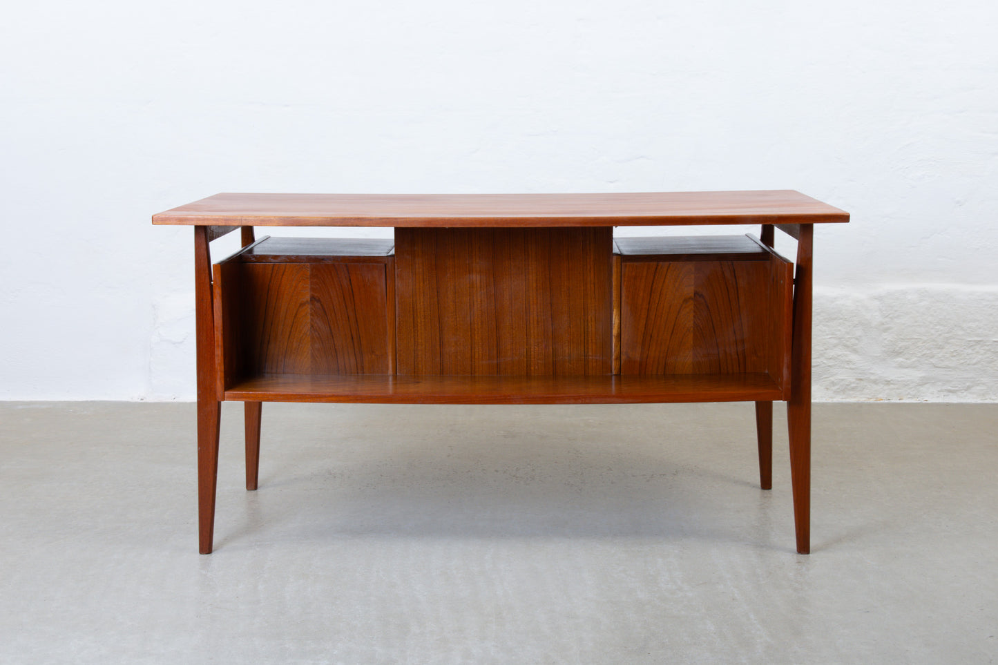 1960s twin pedestal desk in teak