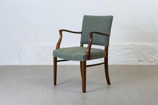 Two available: 1940s armchairs in beech + wool