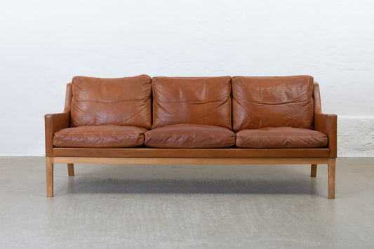 1960s three seat leather sofa by Kai Lyngfeldt Larsen