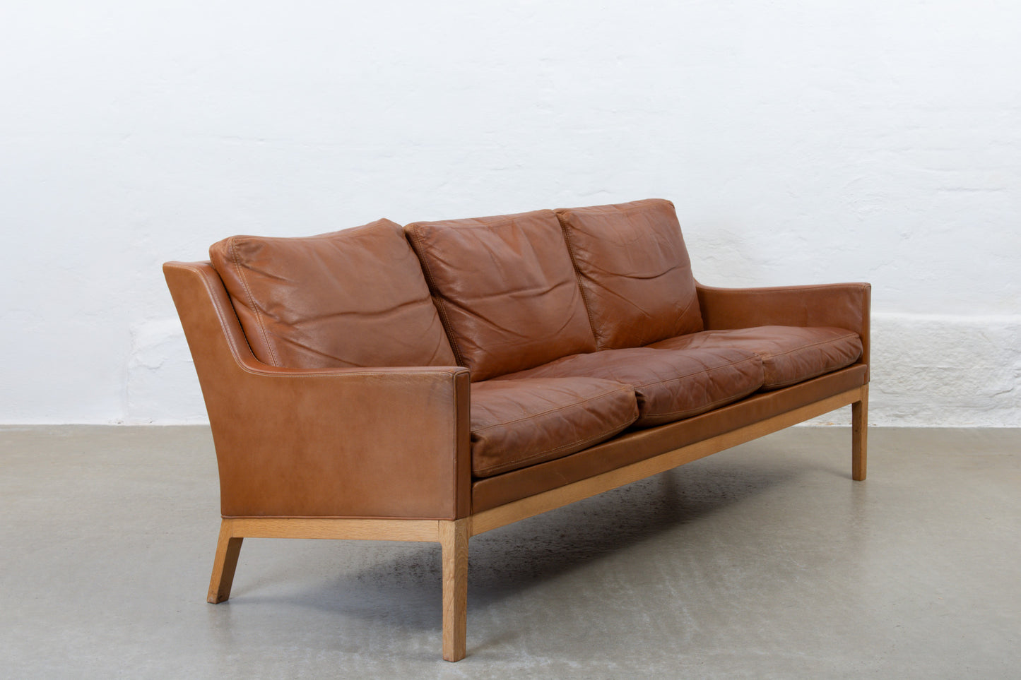 1960s three seat leather sofa by Kai Lyngfeldt Larsen