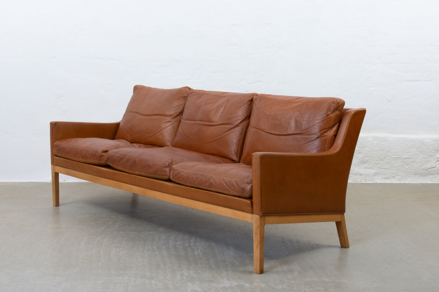 1960s three seat leather sofa by Kai Lyngfeldt Larsen