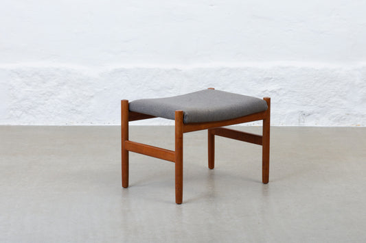 Newly reupholstered: 1960s teak foot stool by Hugo Frandsen