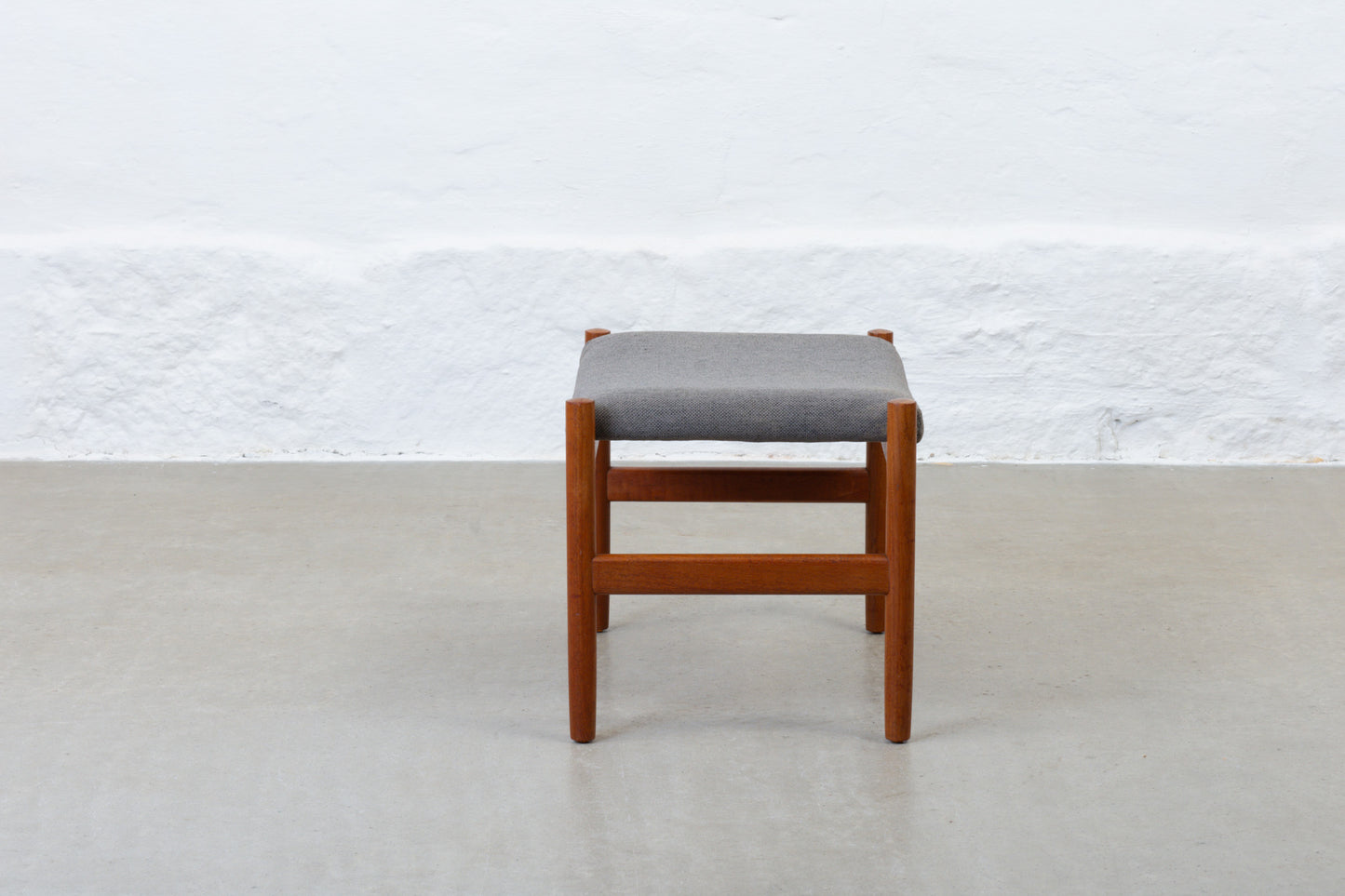 Newly reupholstered: 1960s teak foot stool by Hugo Frandsen