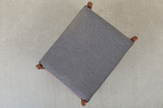 Newly reupholstered: 1960s teak foot stool by Hugo Frandsen