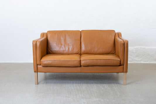 1980s cognac leather two seater