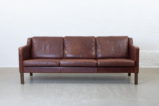 1960s three seat leather sofa