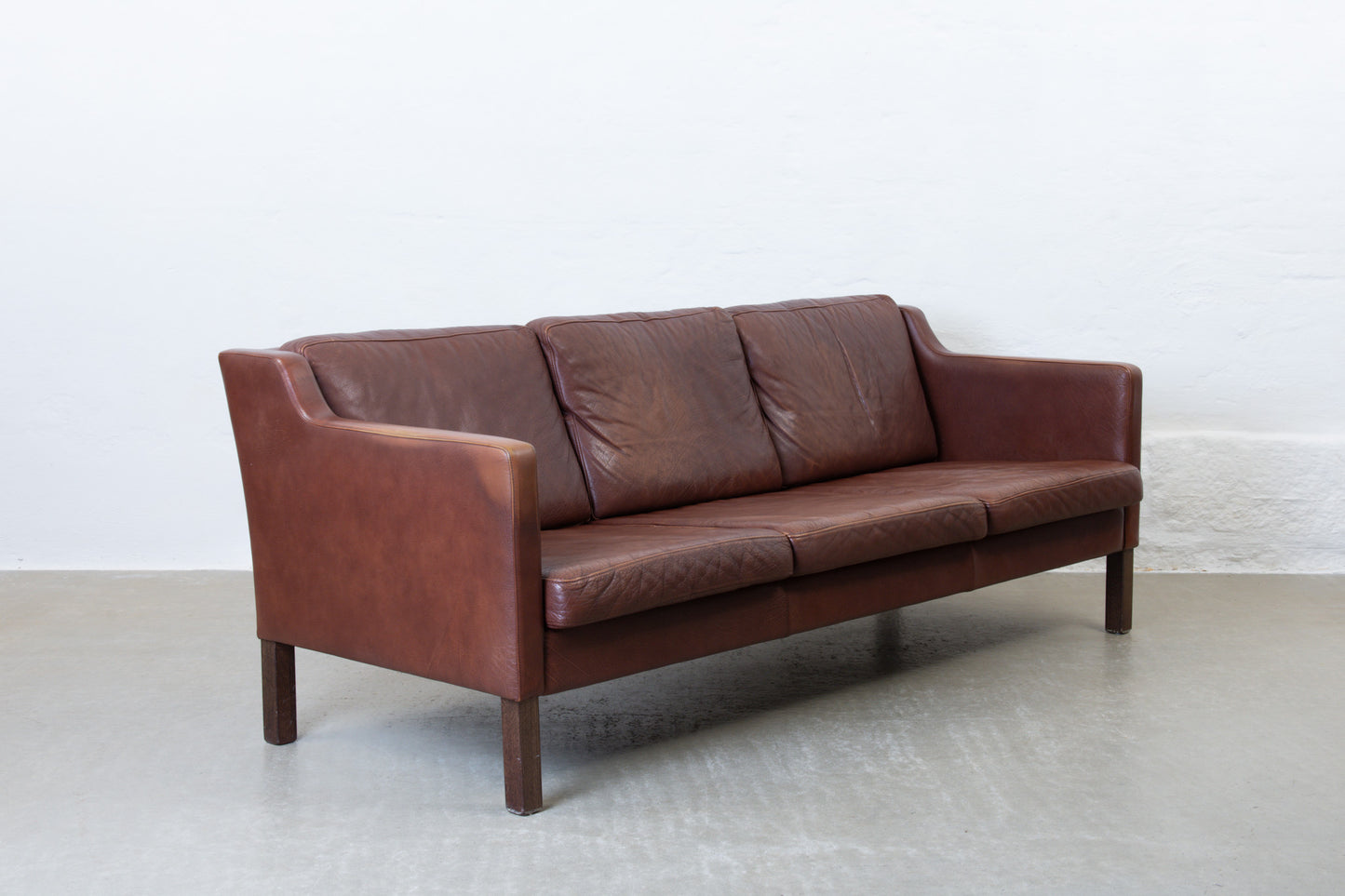 1960s three seat leather sofa