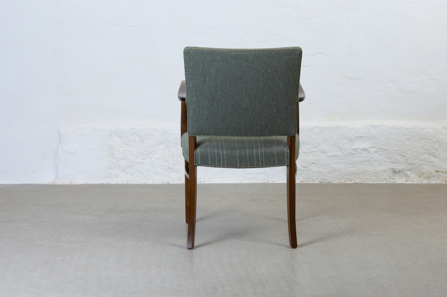 Two available: 1940s armchairs in beech + wool