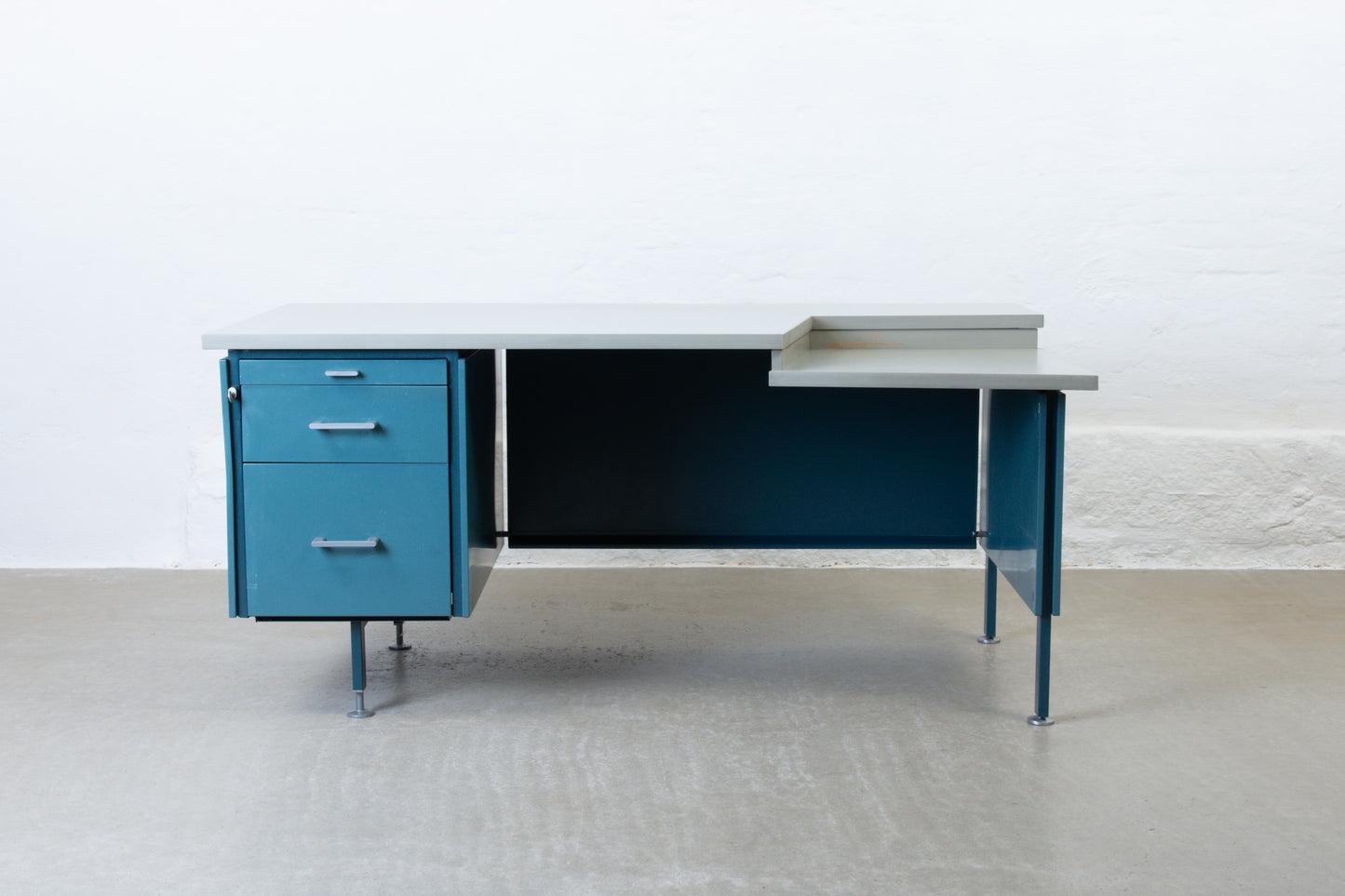 1950s single pedestal metal desk