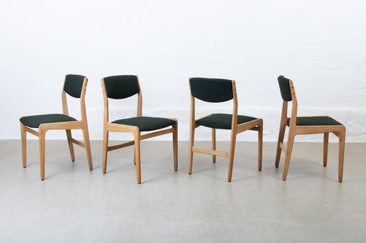 Newly reupholstered: 1950s set of oak chairs by J.C.A. Jensen Møbelfabrik