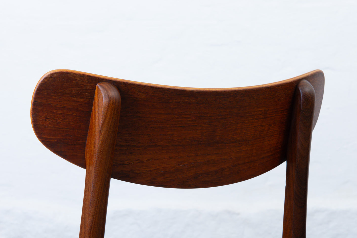 1960s set of four teak + vinyl dining chairs
