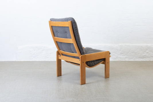 Newly reupholstered: 1970s pine lounger by Yngve Ekström