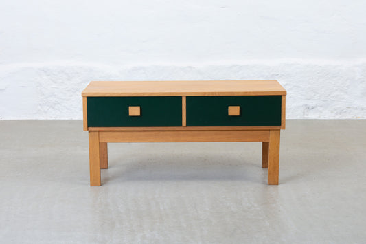 1970s low chest of two drawers in oak