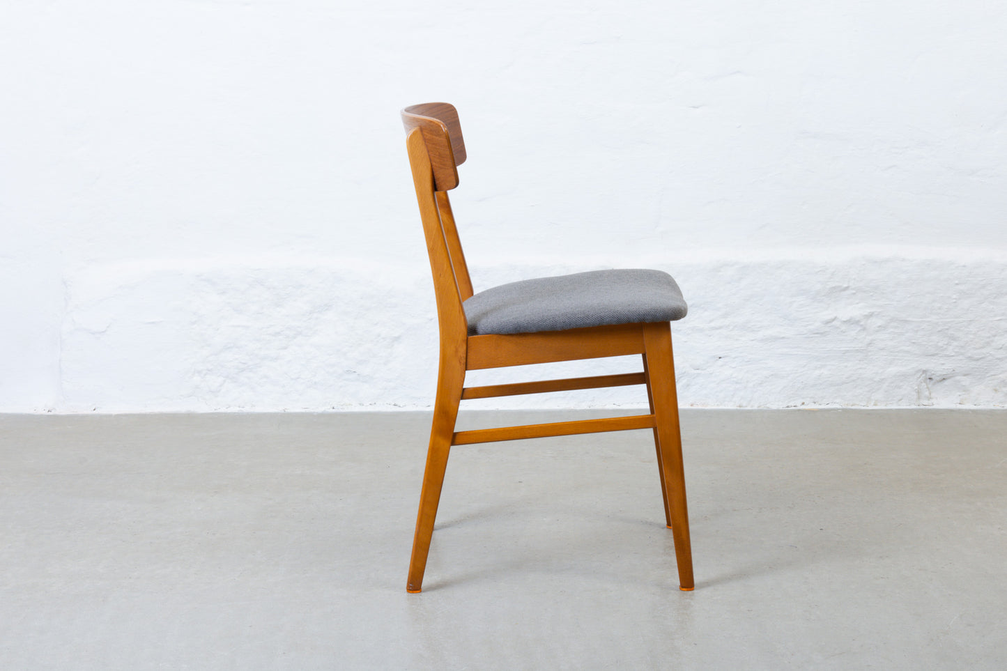 Newly reupholstered: 1960s set of teak + beech chairs by Farstrup Møbler