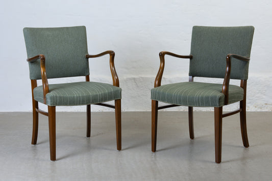Two available: 1940s armchairs in beech + wool