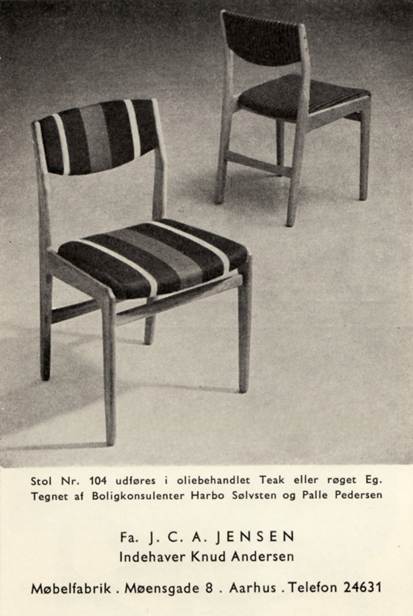 Newly reupholstered: 1950s set of oak chairs by J.C.A. Jensen Møbelfabrik