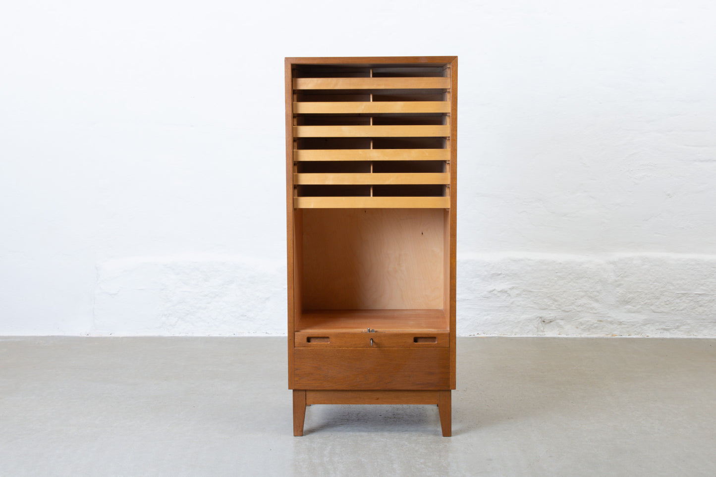 1960s oak archive cabinet