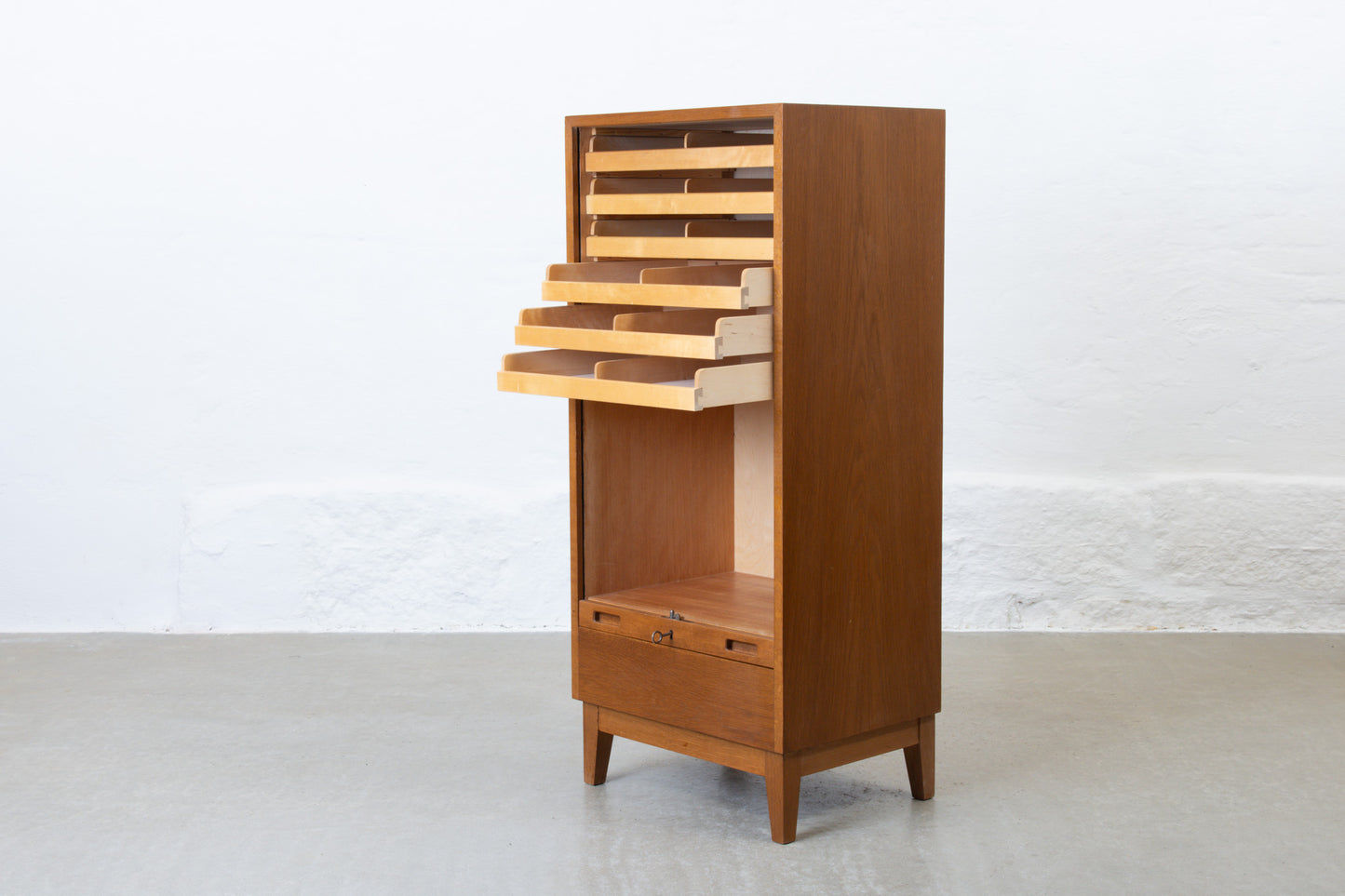 1960s oak archive cabinet