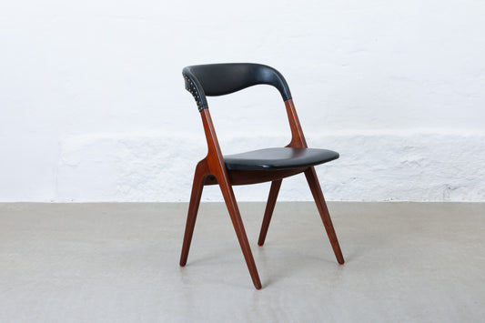 Two available: 1960s teak + vinyl 'Sonja' chairs by Johannes Andersen