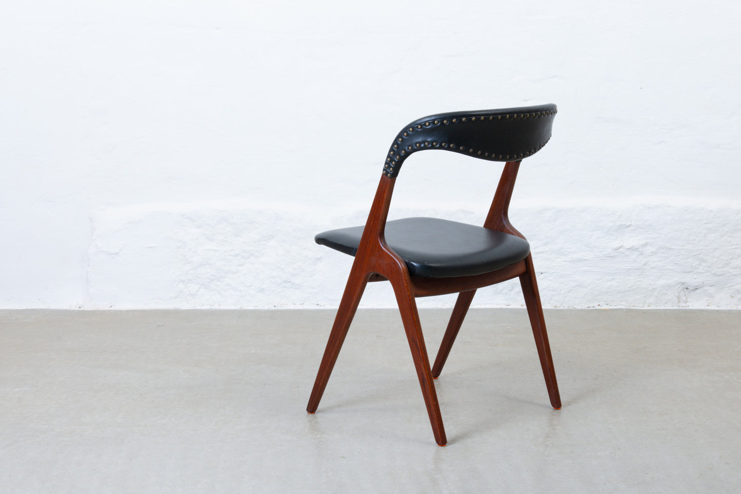 Two available: 1960s teak + vinyl 'Sonja' chairs by Johannes Andersen