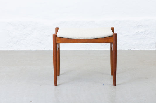 Newly reupholstered: 1960s teak foot stool