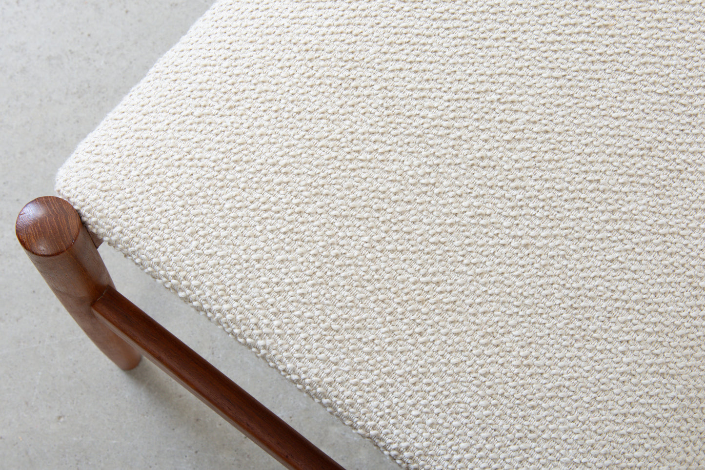 Newly reupholstered: 1960s teak foot stool