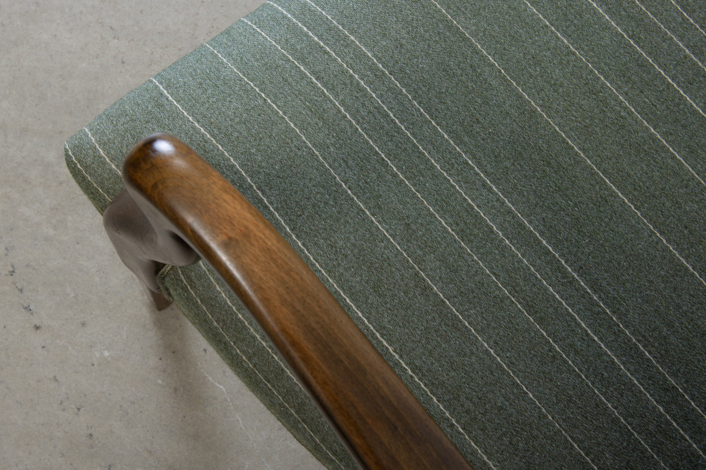 Two available: 1940s armchairs in beech + wool