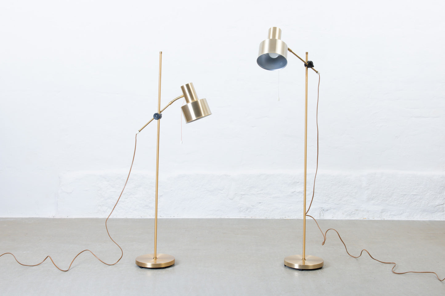 Two available: 1970s brass floor lamps