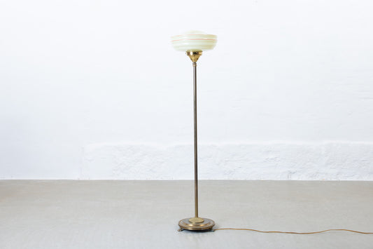 1940s brass + glass floor lamp by Laoni Belysning