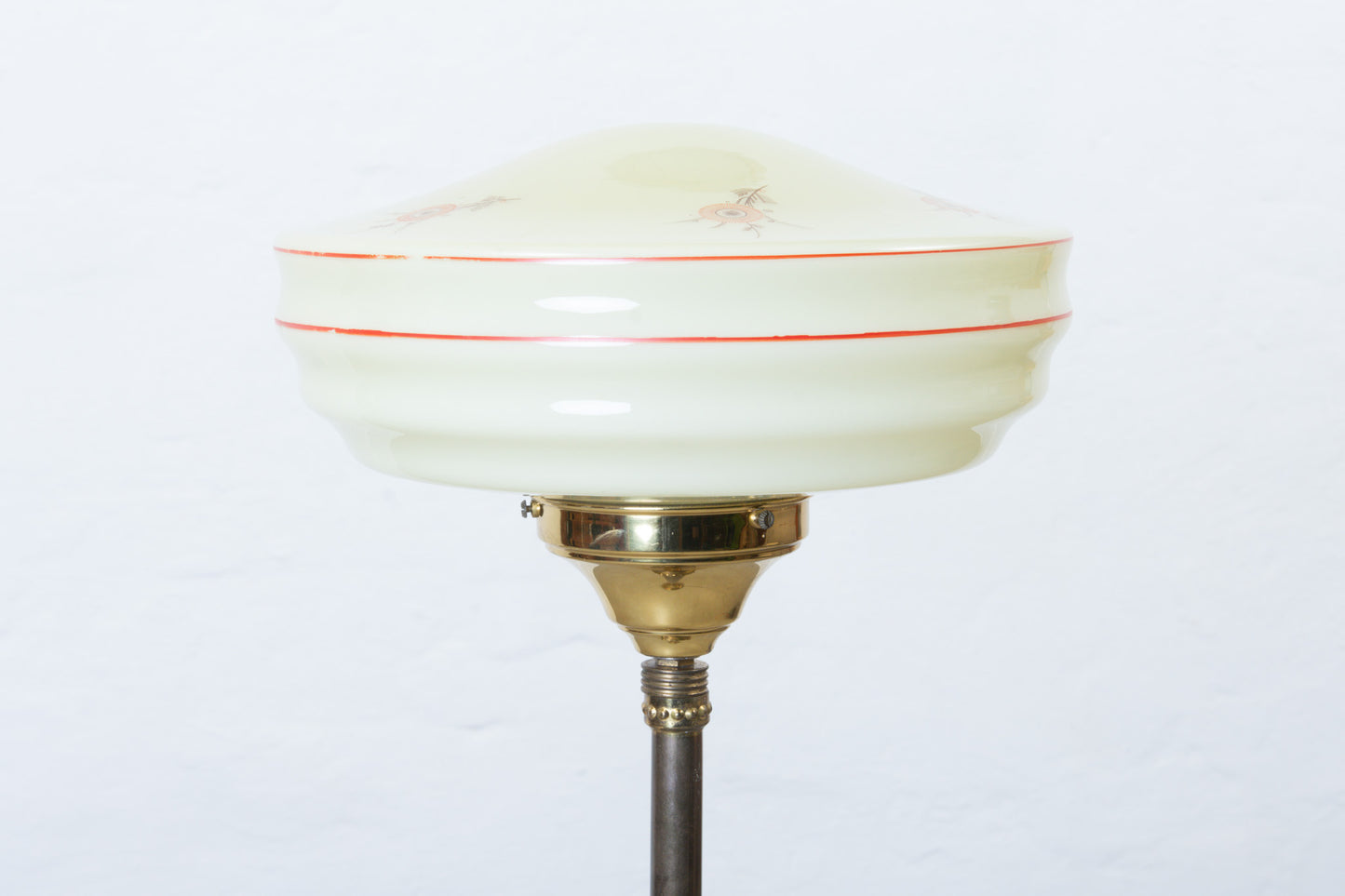 1940s brass + glass floor lamp by Laoni Belysning
