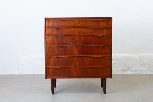 1960s teak chest of drawers with sculpted handles