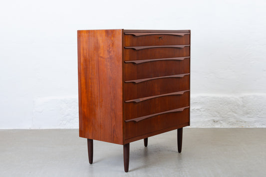 1960s teak chest of drawers with sculpted handles
