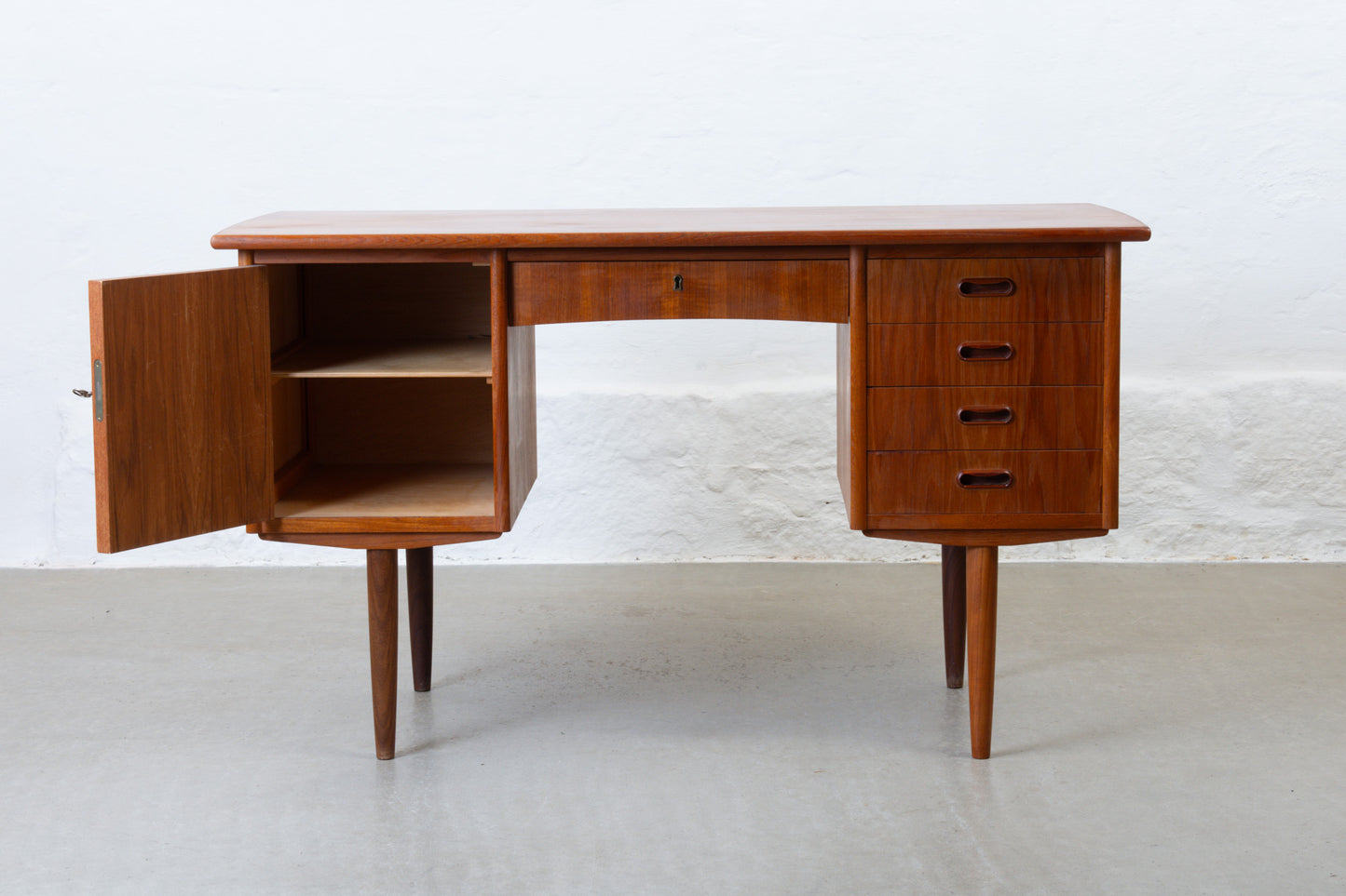 1960s twin pedestal desk in teak